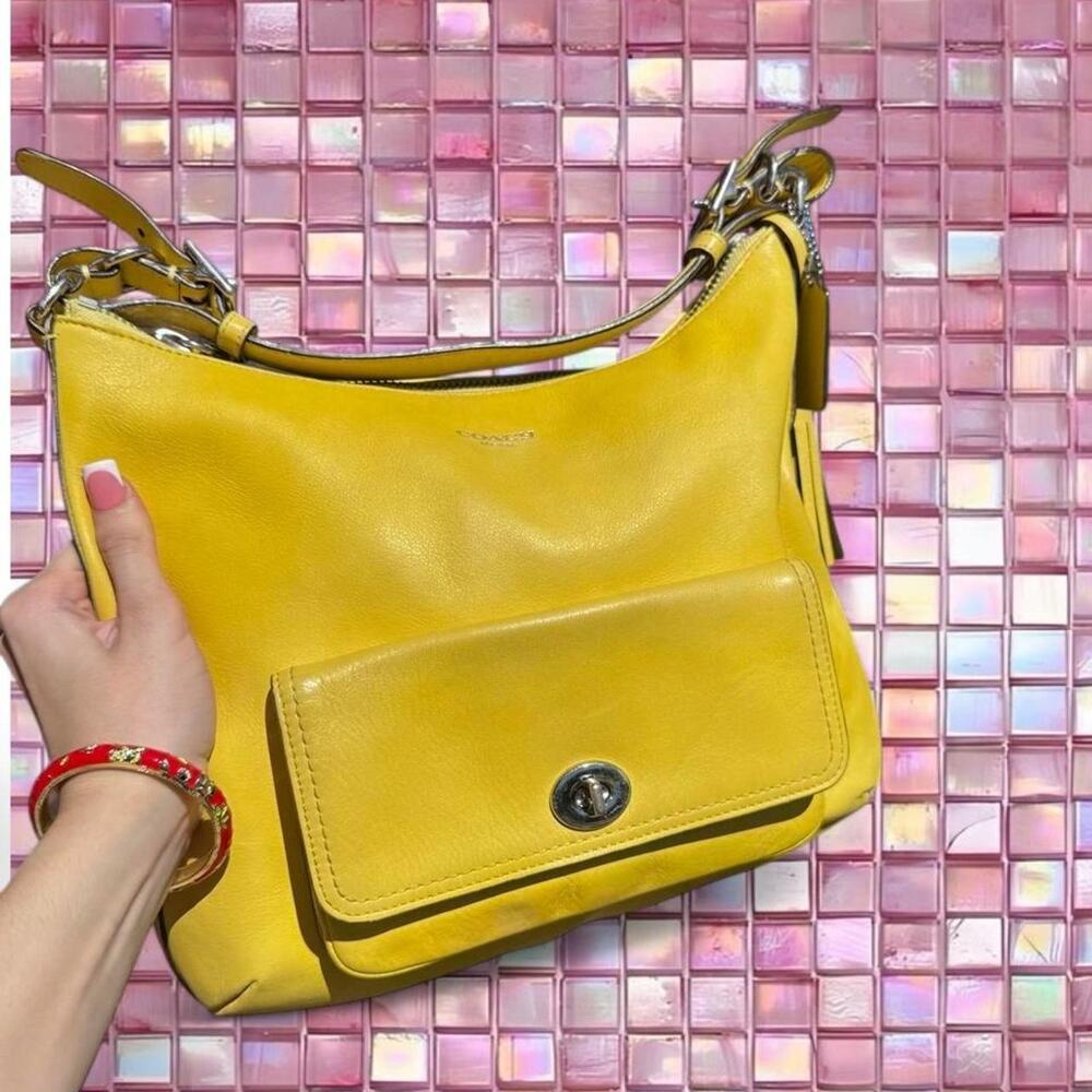 Coach yellow leather shoulder bag